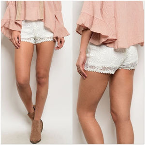 Ivory Crochet Shorts